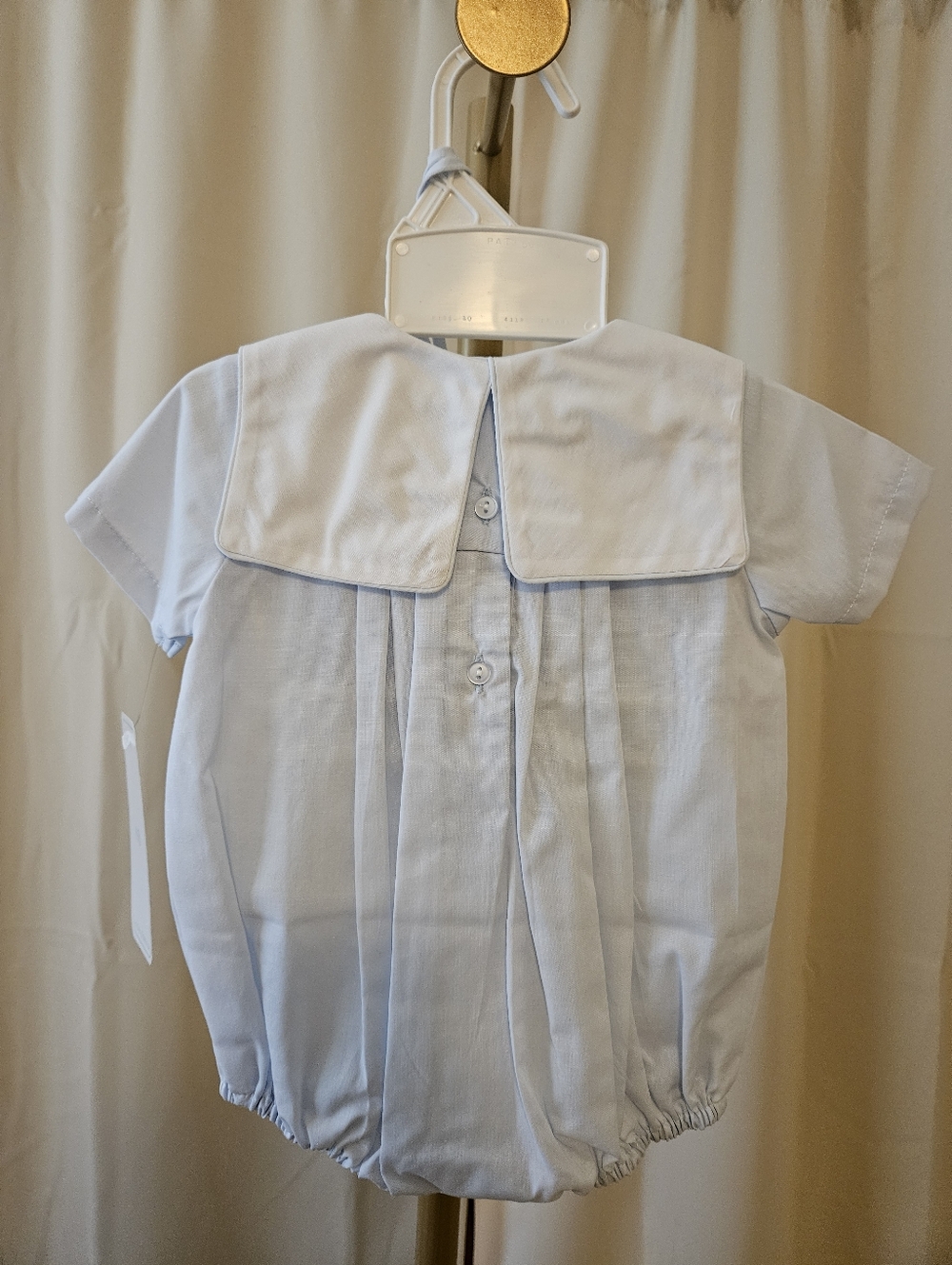 Heirloom Blue & White Train Embroidered Bubble – Petit Ami NB/3M 💙 - Picture 5 of 6